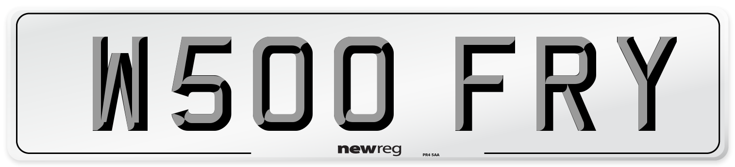 W500 FRY Number Plate from New Reg